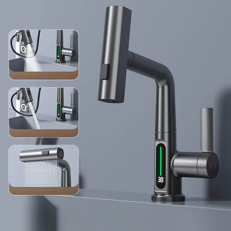Pull Out Kitchen Faucet with 5 Modes | LED Temperature Display Tap with Retractable Hose and 360° Rotation Bathroom Accessories Neriona