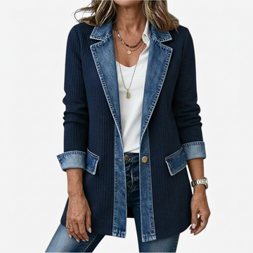 Juliette – Knit Jacket | Denim-Inspired Detail