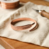 Feather Engraved Copper Cuff Bracelet