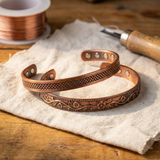 Copper Bangle Set | Lattice & Floral Cuffs for Layering Bracelet Neriona Adjustable size
