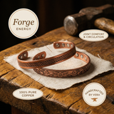 Copper Bangle Set | Lattice & Floral Cuffs for Layering Bracelet Neriona