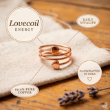 Lovecoil – Coiled Heart Copper Ring | Adjustable Wrap Design