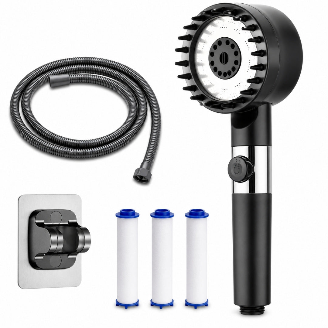 Filtered Shower Head – High Pressure & Multi Spray | Handheld Shower With Chlorine Filter For Softer Water And Easy Install Neriona Matte Gray Shower Head Set