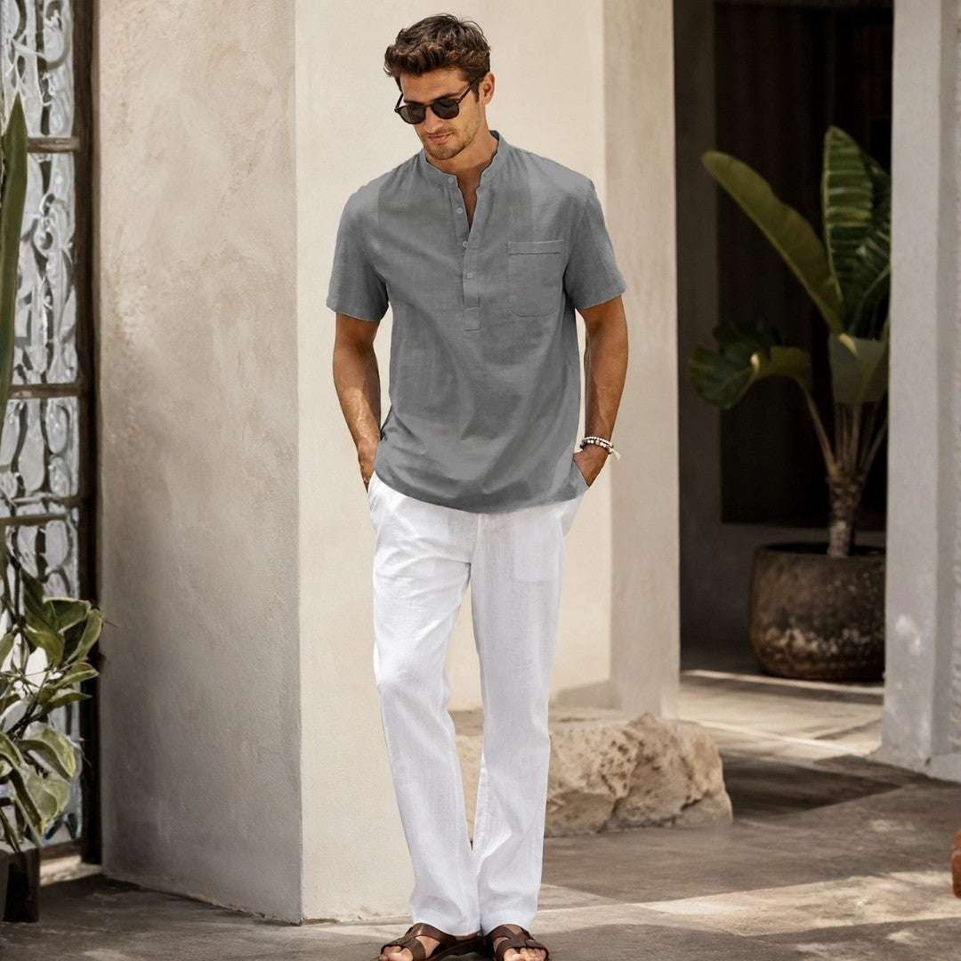 Roberto Linen Shirt - Summer Style | Breathable Cotton Linen Shirt for Beach Travel and Casual Everyday Wear Neriona
