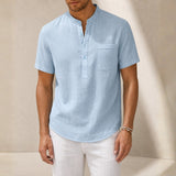 Roberto Linen Shirt - Summer Style | Breathable Cotton Linen Shirt for Beach Travel and Casual Everyday Wear Neriona Sky Blue