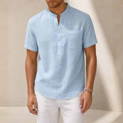 Roberto Linen Shirt - Summer Style | Breathable Cotton Linen Shirt for Beach Travel and Casual Everyday Wear Neriona Sky Blue