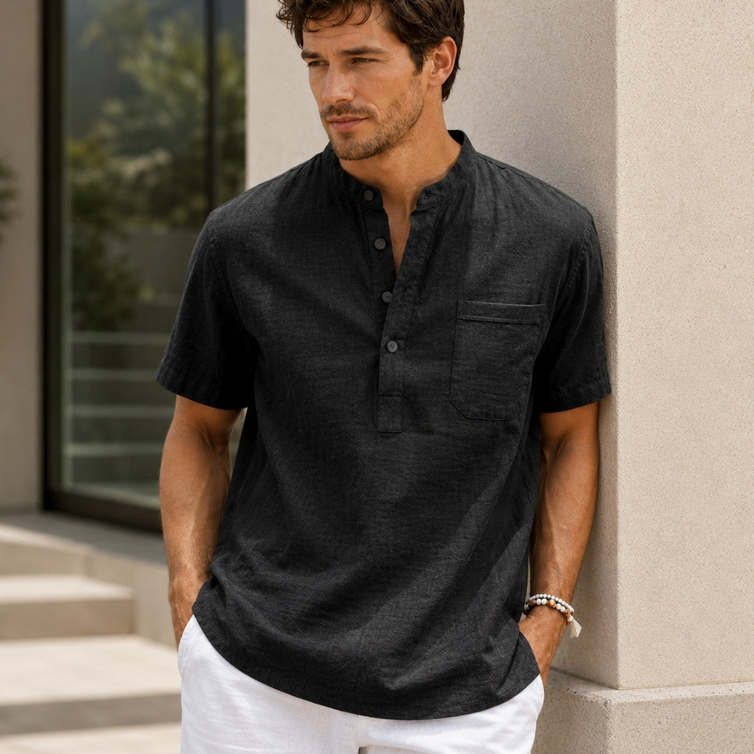 Roberto Linen Shirt - Summer Style | Breathable Cotton Linen Shirt for Beach Travel and Casual Everyday Wear Neriona Black