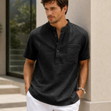 Roberto Linen Shirt - Summer Style | Breathable Cotton Linen Shirt for Beach Travel and Casual Everyday Wear Neriona Black