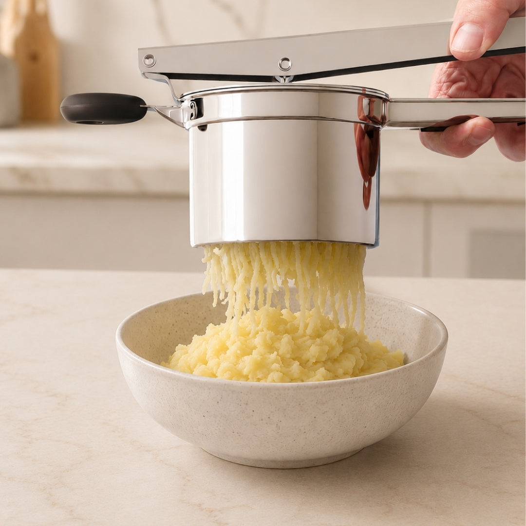 Stainless Steel Potato Masher - Heavy Duty 15oz | Large Capacity Masher for Potatoes Vegetables Fruits and Everyday Cooking Neriona