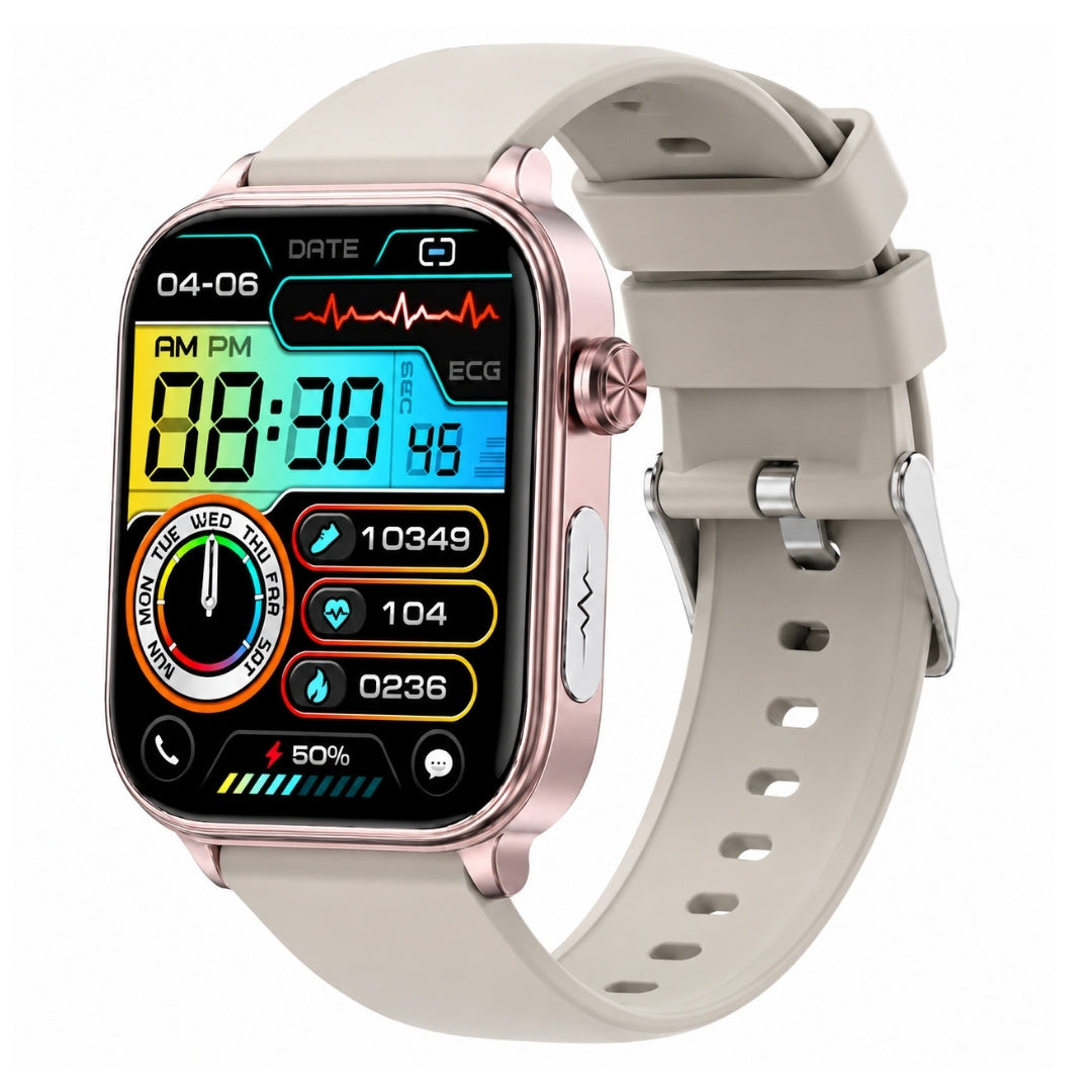NexaCore Smartwatch – Health & Fitness Tracking | Bluetooth Calling, AMOLED Display & Everyday Smart Features Neriona Beige