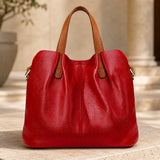 Isadora – Genuine Leather Handbag | Women's Cowhide Tote Bag Handbags Neriona Red