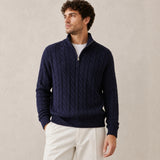 Everett – Quarter-Zip Cable Knit Sweater | 100% Cotton Pullover For Smart Casual Style