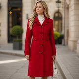 Camille – Belted Trench Coat | Tailored Double-Breasted Jacket For Timeless Elegance Neriona Red