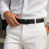 Men’s Leather Belt - Automatic Buckle Adjustable | Cowhide Belt for Business Casual Jeans and Everyday Wear No Holes Design Neriona