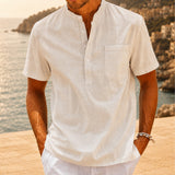Roberto Linen Shirt - Summer Style | Breathable Cotton Linen Shirt for Beach Travel and Casual Everyday Wear Neriona White