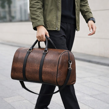 Travel Duffel Bag – Crocodile Leather Look With Clean Design | Spacious Weekend Bag With Timeless Style For Gym Or Short Trips