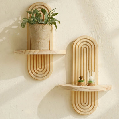 Boho Style Wall Shelf – Natural Wood With Clean Design | Minimal Shelf For Decor And Storage In Living Room, Bedroom Or Hallway Neriona