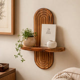 Boho Style Wall Shelf – Natural Wood With Clean Design | Minimal Shelf For Decor And Storage In Living Room, Bedroom Or Hallway Neriona Walnut 1 Layer