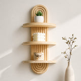 Boho Style Wall Shelf – Natural Wood With Clean Design | Minimal Shelf For Decor And Storage In Living Room, Bedroom Or Hallway Neriona Birch 3 Layer
