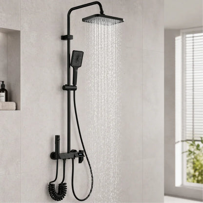 Luxury Shower System – Matte Black With Architectural Design | Rainfall Set With Digital Display And Multi Function Control Neriona Black