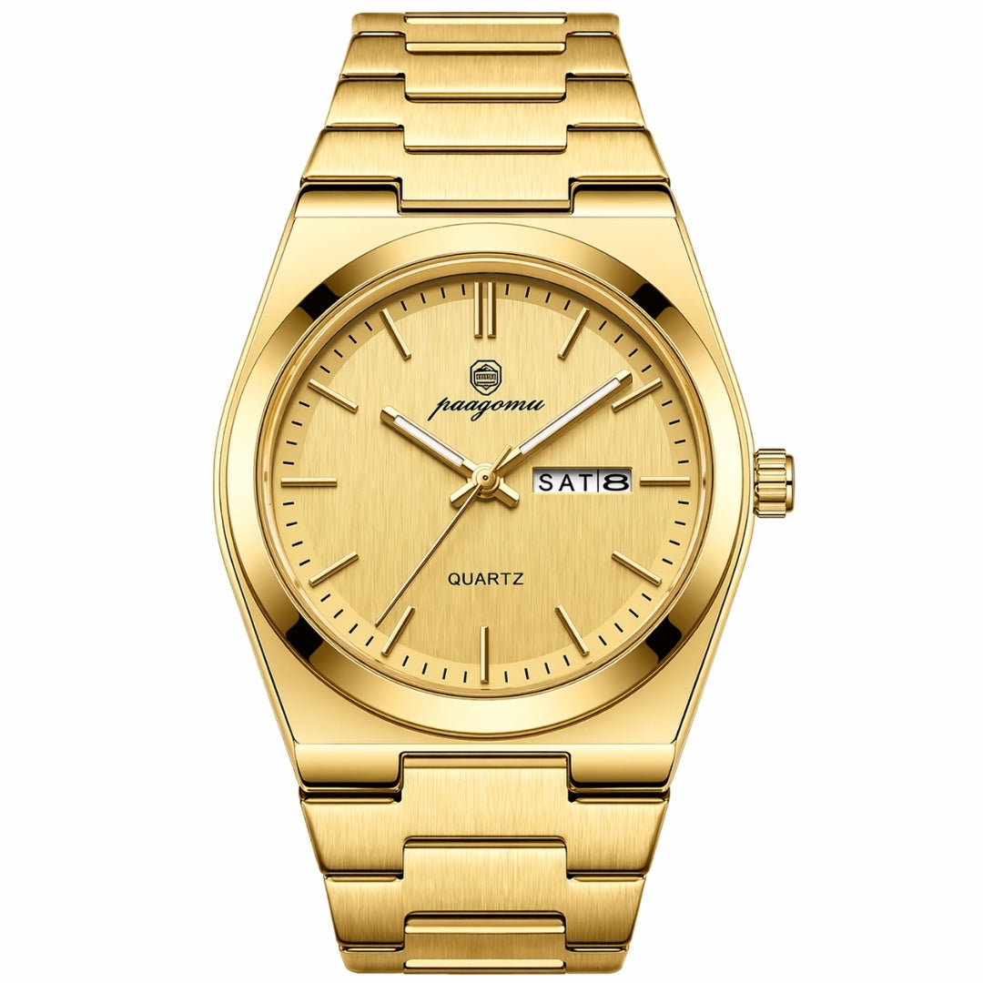 PG - Stainless Steel Watch For Everyday Wear | With Sport And Business Style Neriona Gold