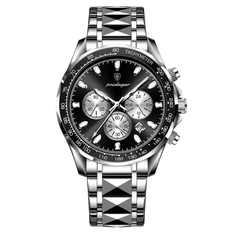 The Executive Chronograph – Business Quartz Watch | Refined Watch for Modern Everyday Wear Neriona Silver Obsidian