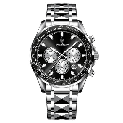 The Executive Chronograph – Business Quartz Watch | Refined Watch for Modern Everyday Wear Neriona Silver Obsidian