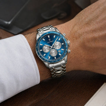 The Executive Chronograph – Business Quartz Watch | Refined Watch for Modern Everyday Wear Neriona Silver Ocean