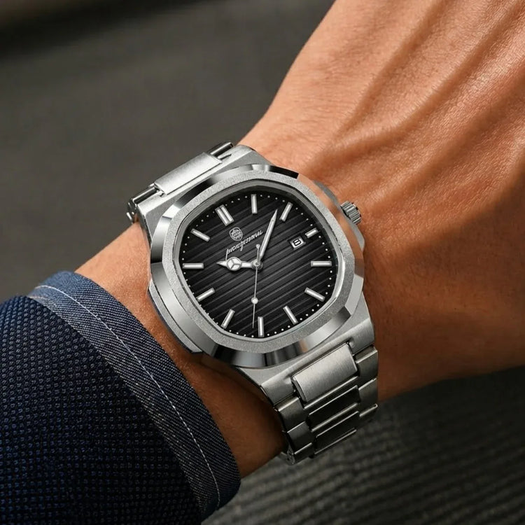 Arven - Men’s Watch With Bold Design And Strong Presence | Modern Timepiece With Sport And Business Character And Luminous Detail Neriona Silver Black