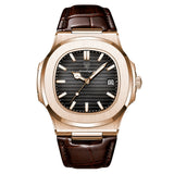 Lisbon Classic Leather Watch | With Date And Luminous Hands For Business And Everyday Wear Neriona Rose Gold Black