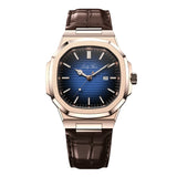 Rose Gold Leather Watch - Minimal Design | Clean Dial Watch With Date and Sapphire Glass for Everyday Wear