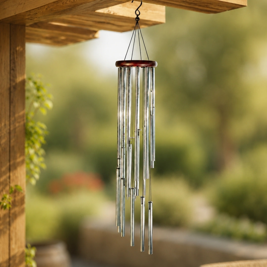 Deep Tone Wind Chimes | Outdoor Hanging Chimes for Porch & Garden Neriona Sliver Red Wood