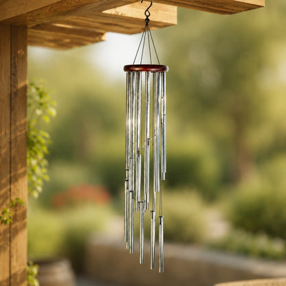 Deep Tone Wind Chimes | Outdoor Hanging Chimes for Porch & Garden Neriona Sliver Red Wood