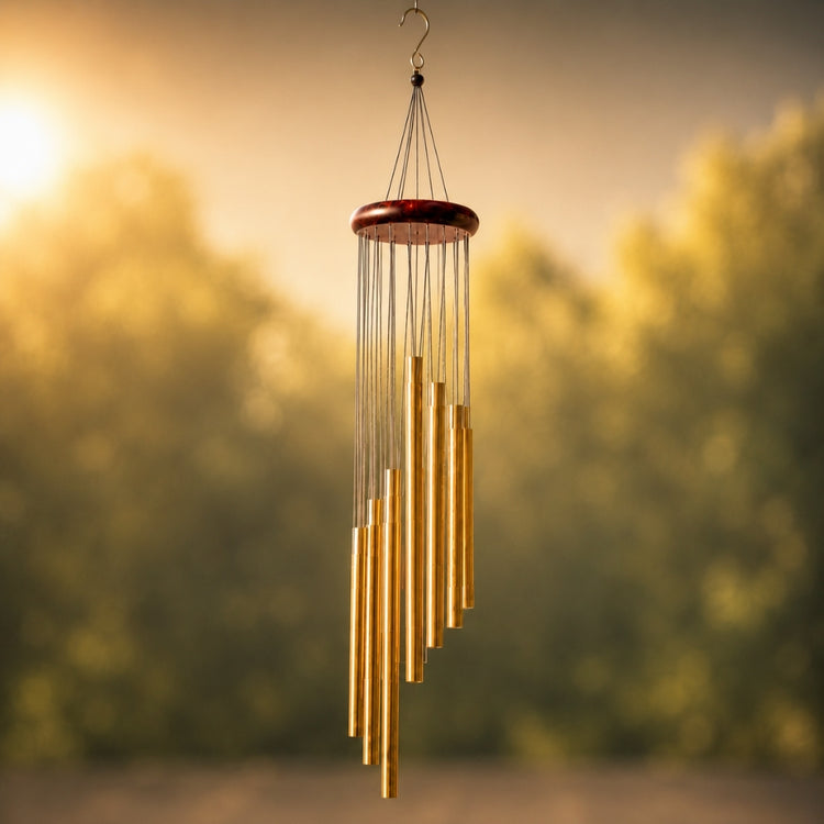 Deep Tone Wind Chimes | Outdoor Hanging Chimes for Porch & Garden Neriona Gold Red Wood