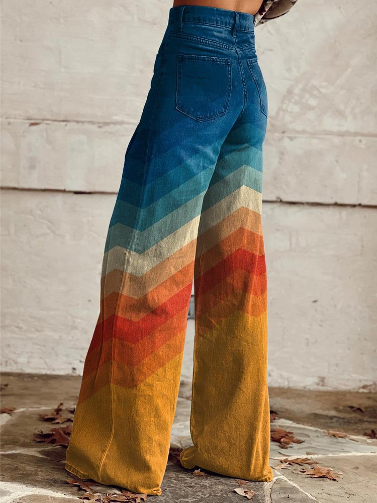 Elara – Wide Leg Pants | Retro Geometric Palazzo Pants For Casual Everyday Wear Neriona