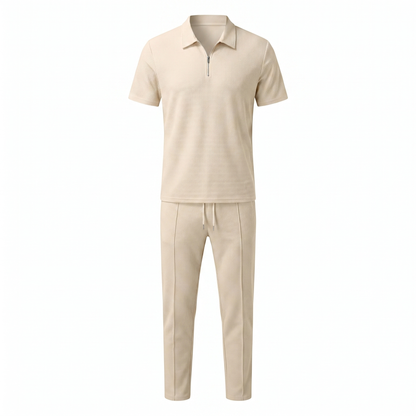 Lorenzo – Waffle Knit Two-Piece Set | Matching Shirt And Trousers For Smart Casual Style Men's Two-Piece Set Neriona