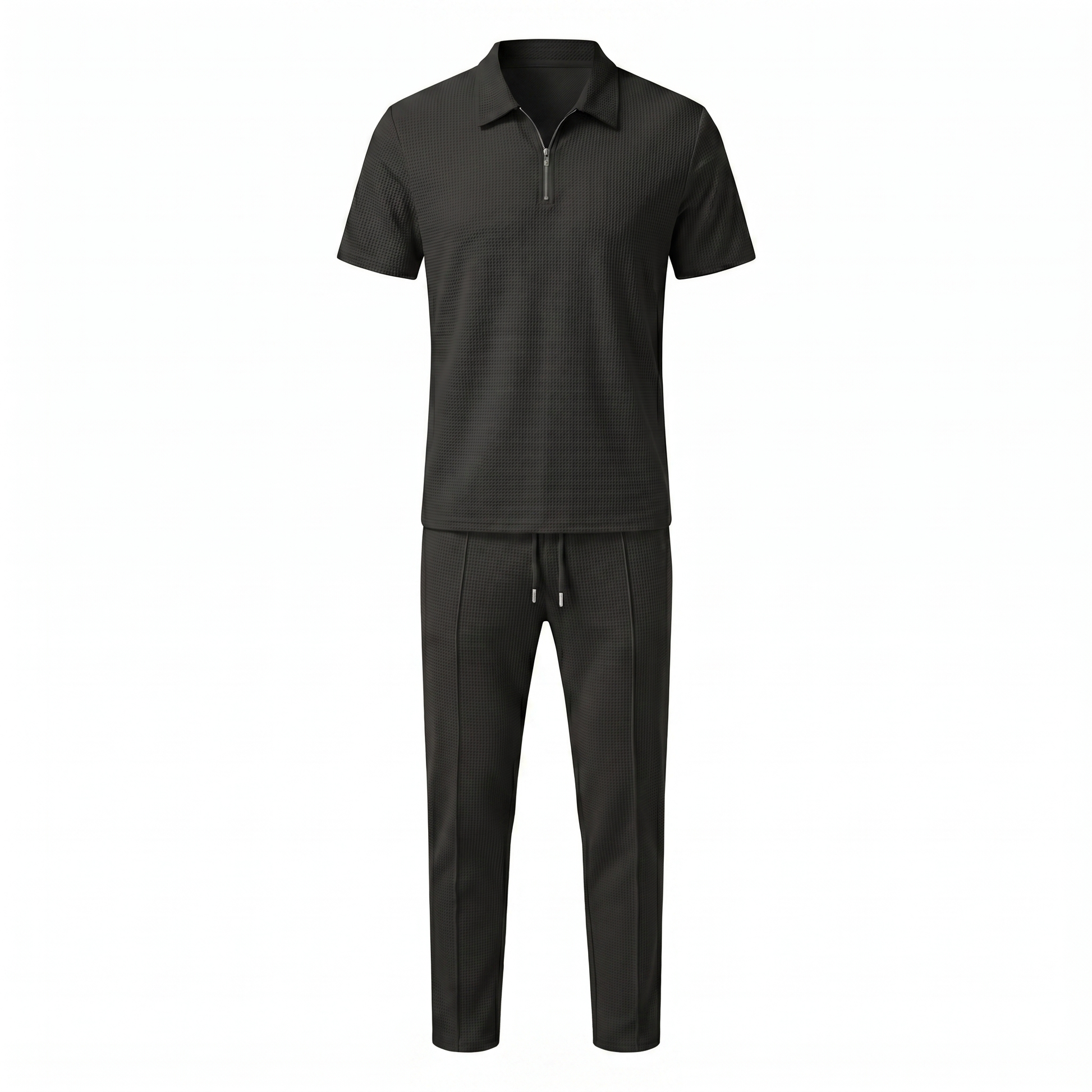 Lorenzo – Waffle Knit Two-Piece Set | Matching Shirt And Trousers For Smart Casual Style Men's Two-Piece Set Neriona