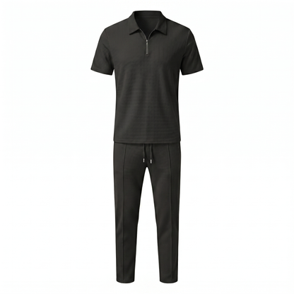 Lorenzo – Waffle Knit Two-Piece Set | Matching Shirt And Trousers For Smart Casual Style Men's Two-Piece Set Neriona