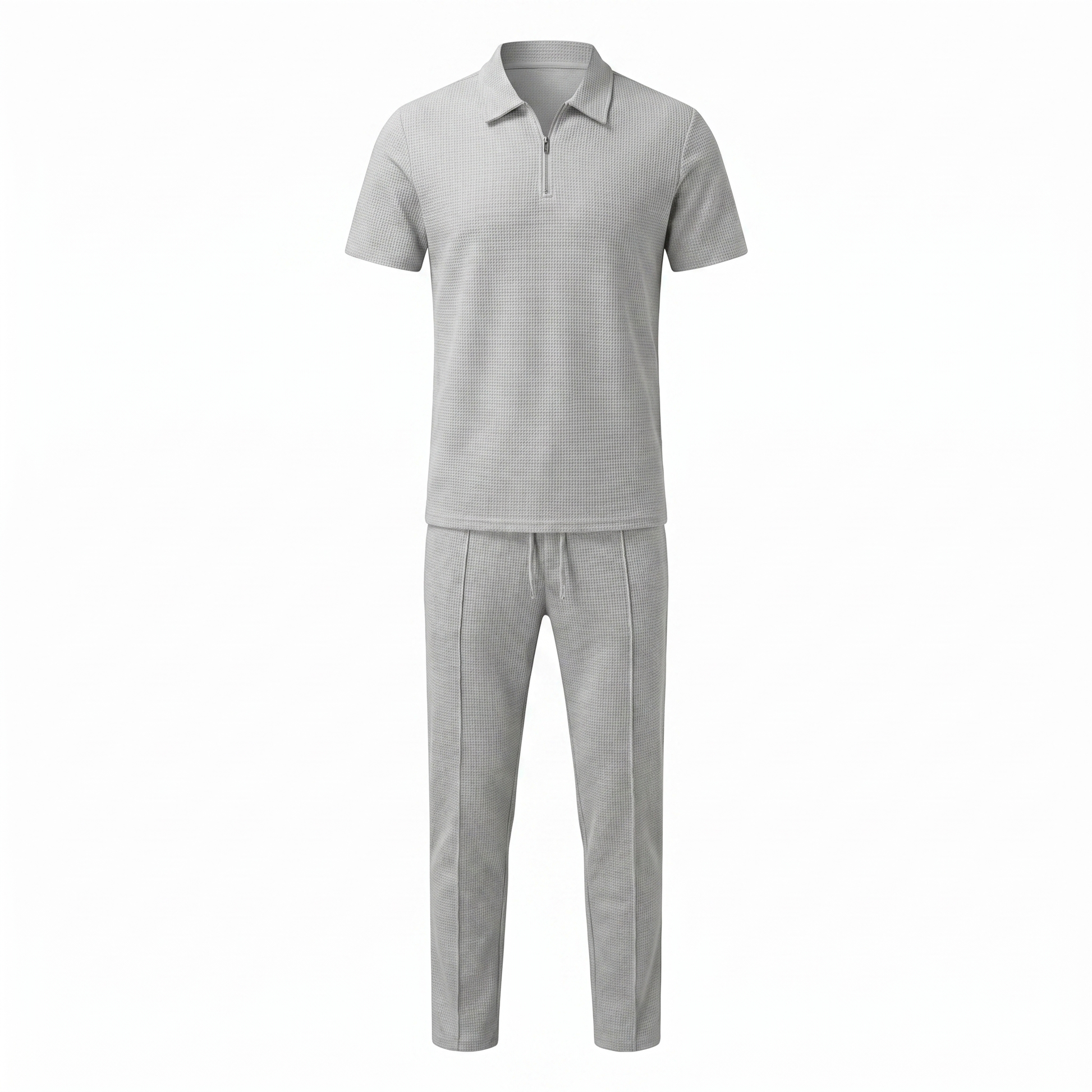 Lorenzo – Waffle Knit Two-Piece Set | Matching Shirt And Trousers For Smart Casual Style Men's Two-Piece Set Neriona