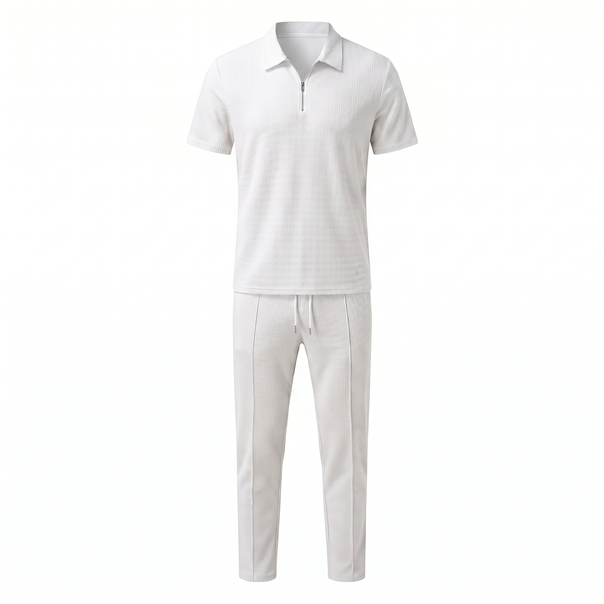 Lorenzo – Waffle Knit Two-Piece Set | Matching Shirt And Trousers For Smart Casual Style Men's Two-Piece Set Neriona