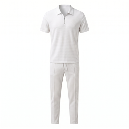 Lorenzo – Waffle Knit Two-Piece Set | Matching Shirt And Trousers For Smart Casual Style Men's Two-Piece Set Neriona