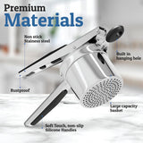 Stainless Steel Potato Masher - Heavy Duty 15oz | Large Capacity Masher for Potatoes Vegetables Fruits and Everyday Cooking Neriona