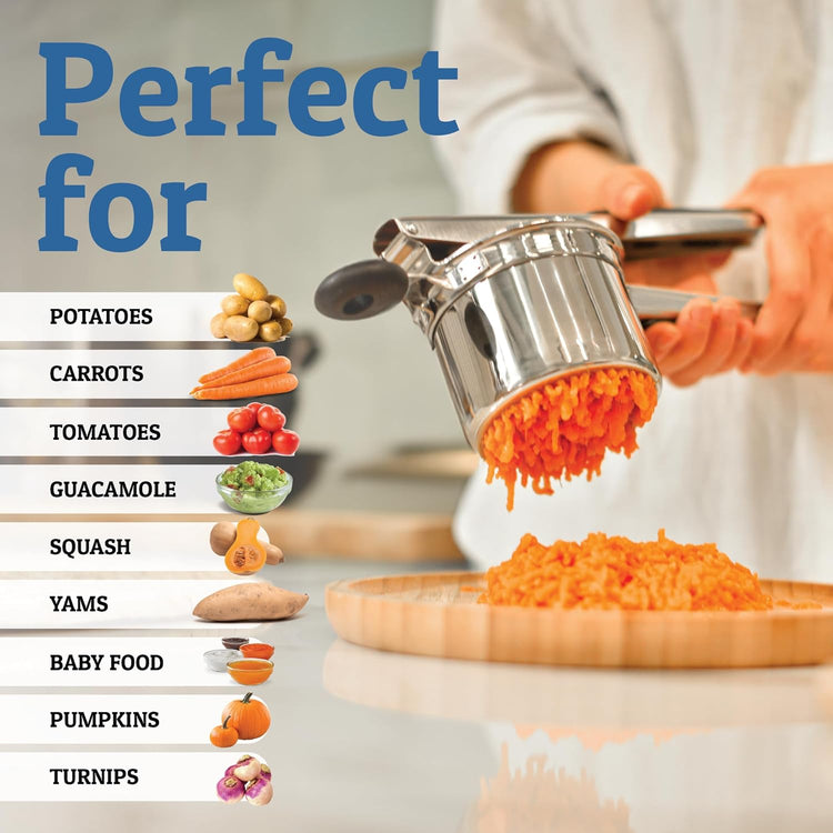 Stainless Steel Potato Masher - Heavy Duty 15oz | Large Capacity Masher for Potatoes Vegetables Fruits and Everyday Cooking Neriona