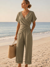 Sienna – Women's Two Piece Outfit | Dressy Casual Set for Vacation & Dates Neriona Khaki