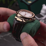 Rose Gold Leather Watch - Minimal Design | Clean Dial Watch With Date and Sapphire Glass for Everyday Wear