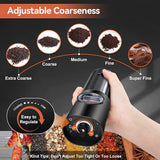 Electric Salt and Pepper Grinder Set Rechargeable | Stainless Steel Mills With Adjustable Grind and LED Light for Easy Use Neriona