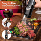 Electric Salt and Pepper Grinder Set Rechargeable | Stainless Steel Mills With Adjustable Grind and LED Light for Easy Use Neriona
