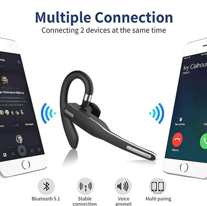 Business Bluetooth Headset – Wireless Noise Cancelling Earpiece | Dual Mic Hands Free Headset for Office, Calls & Everyday Use Neriona