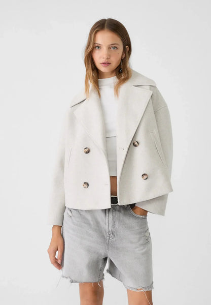 Charlotte – Cropped Double-Breasted Jacket | Classic Short Jacket For Everyday Elegance Neriona White