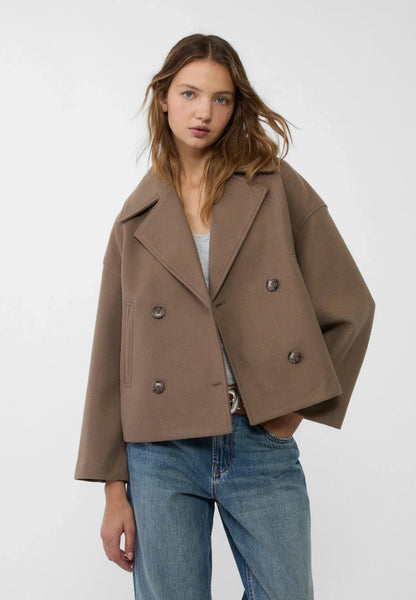 Charlotte – Cropped Double-Breasted Jacket | Classic Short Jacket For Everyday Elegance Neriona Brown